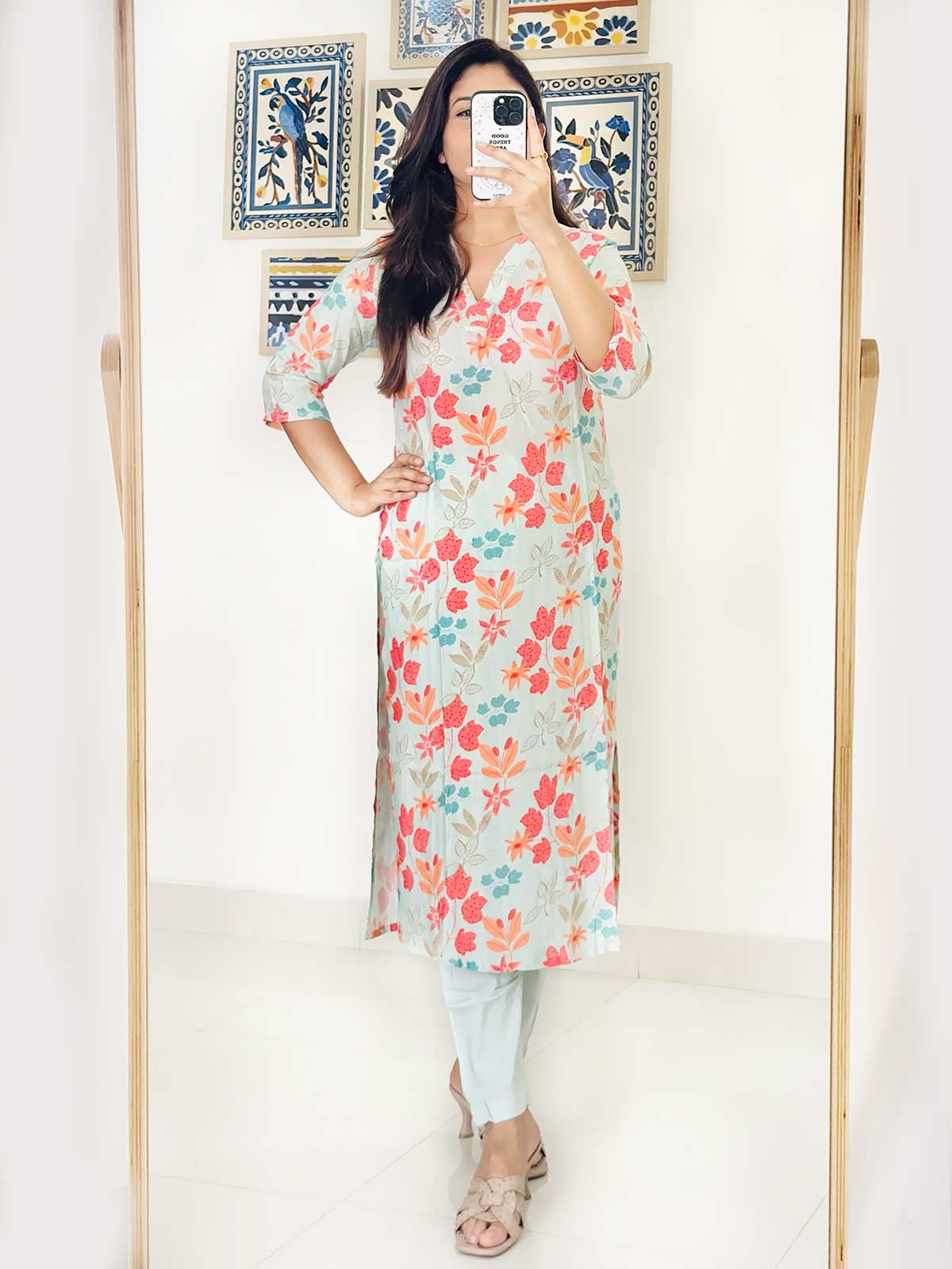 Aqua Petal Kurta Set