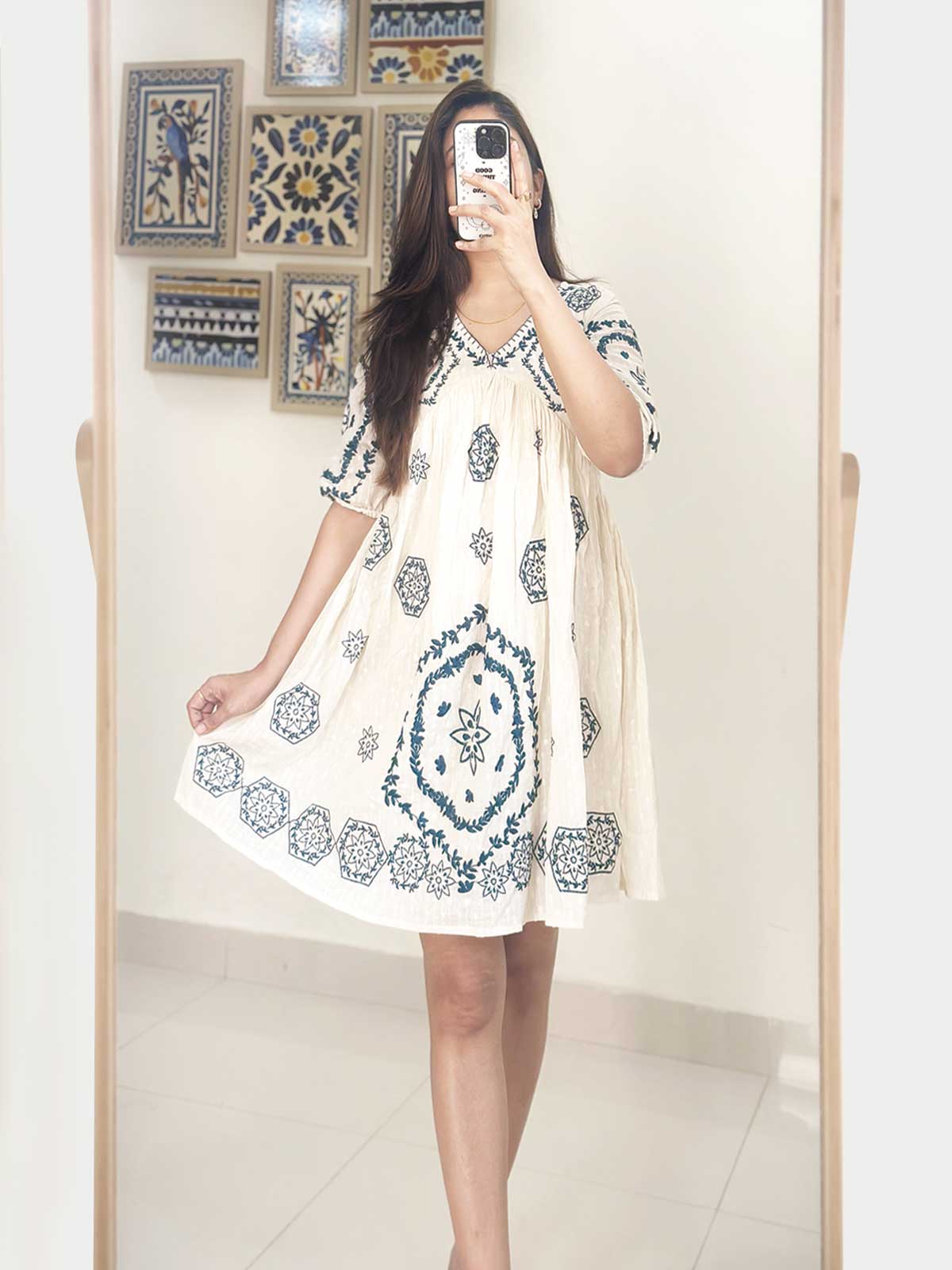 Ethereal Bloom Dress- Blue