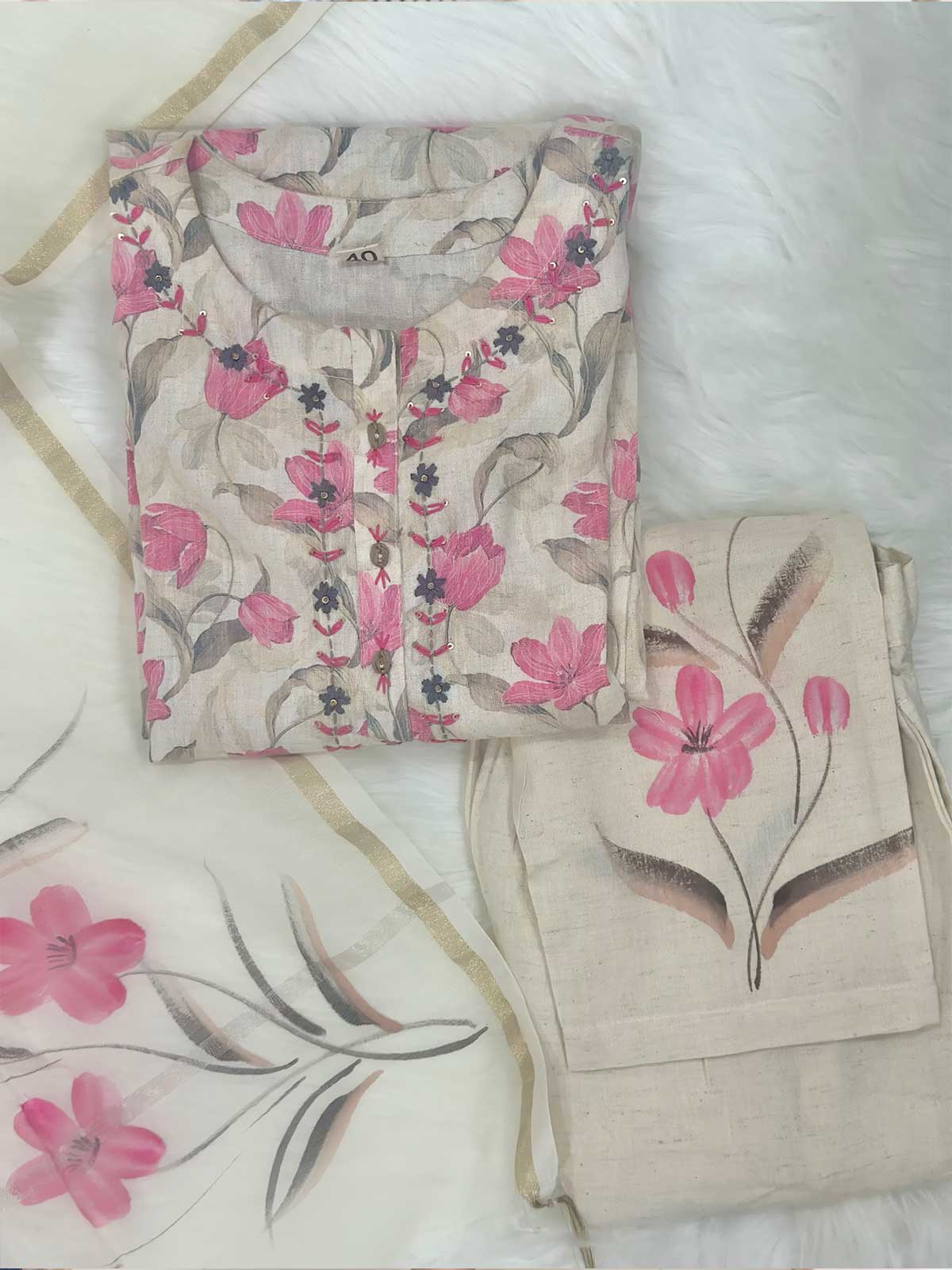Ivory Blush Hand Painted Suit