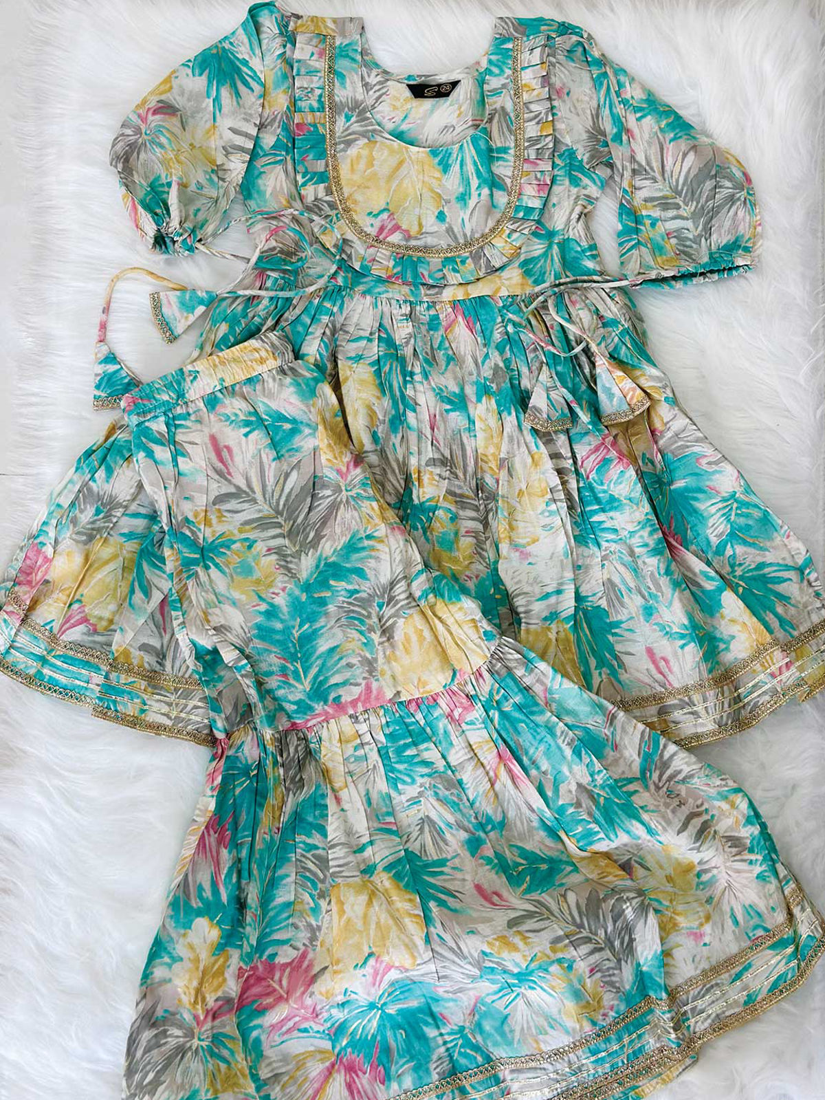 Mishti Sharara Set (Aqua Blue)