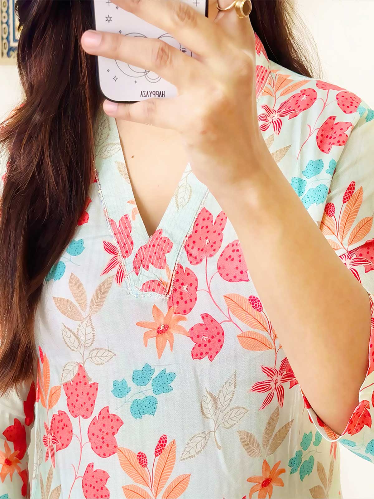 Aqua Petal Kurta Set