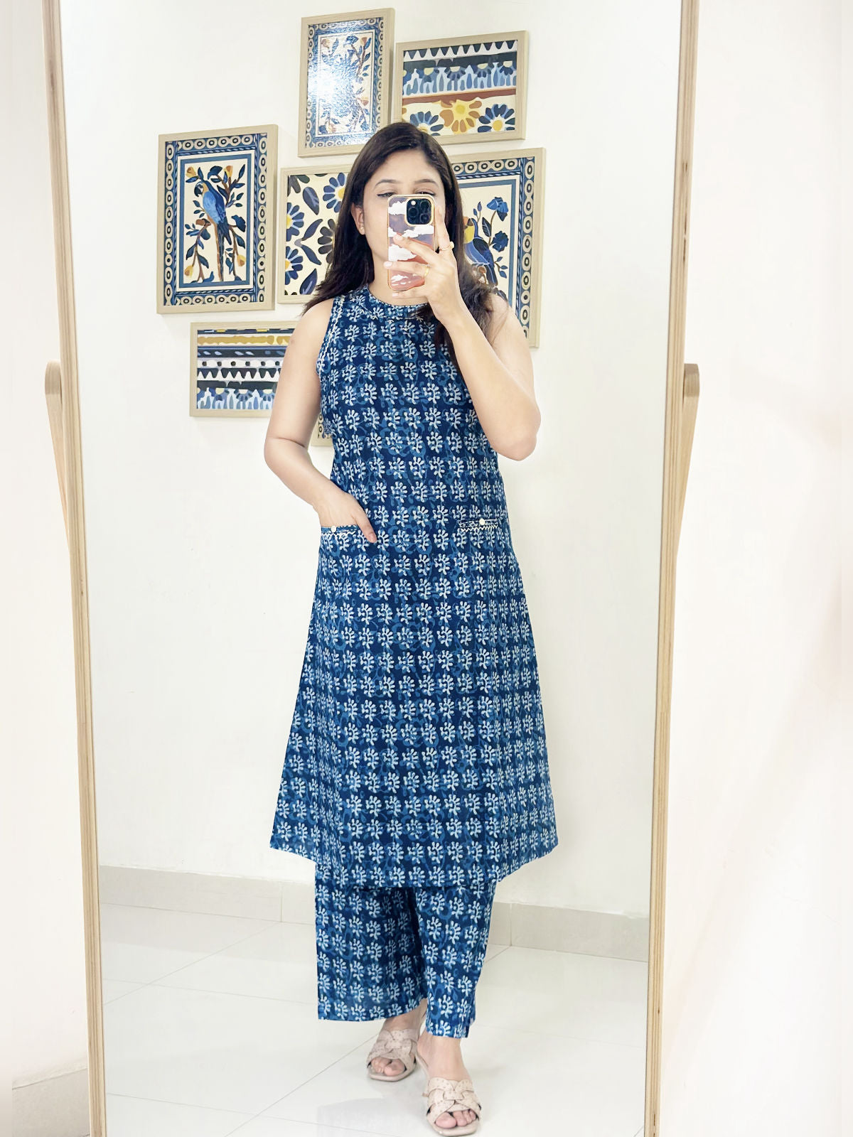 Indigo Leher Set
