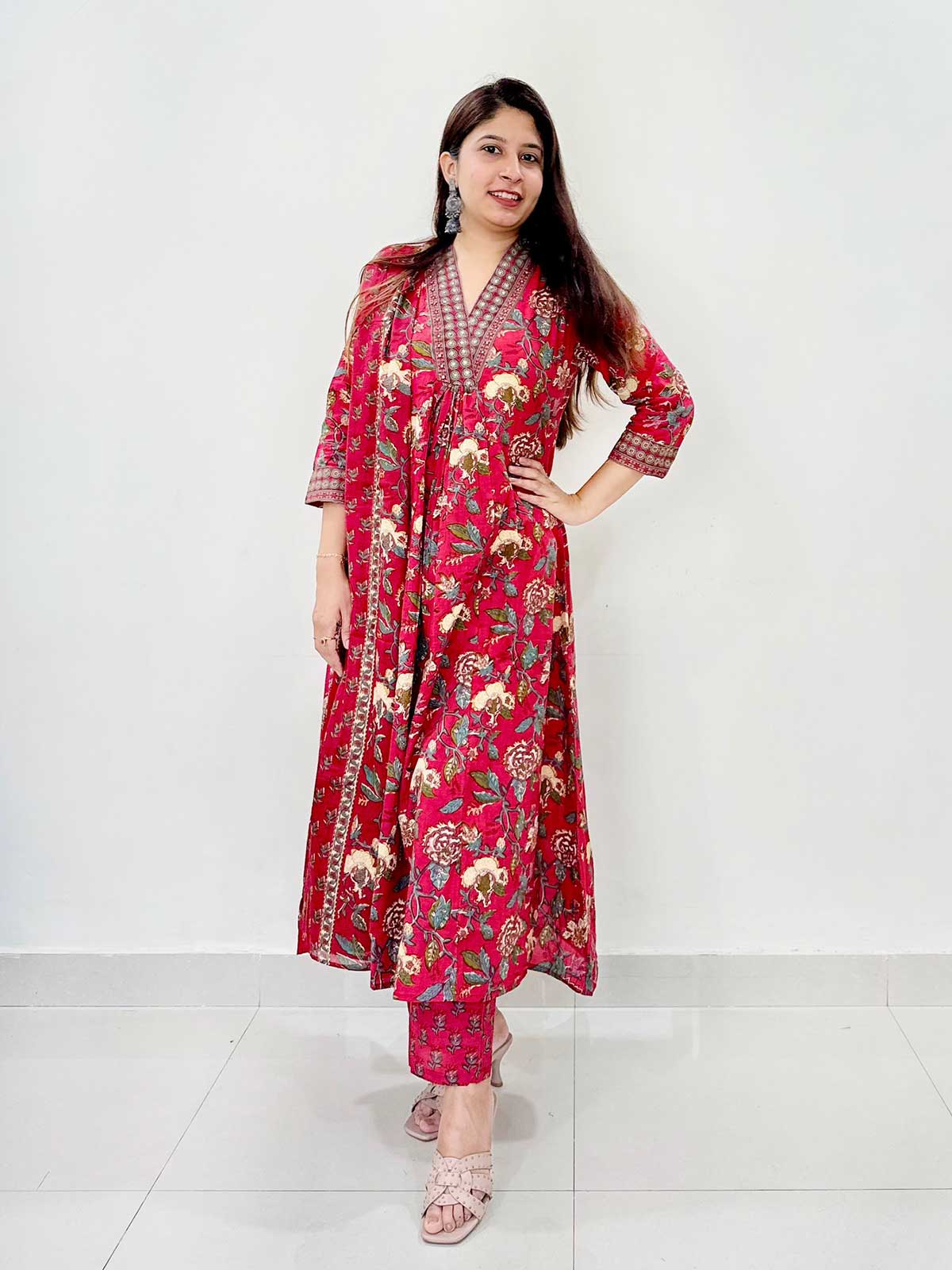 Jaipuri Blossom A-Line Suit
