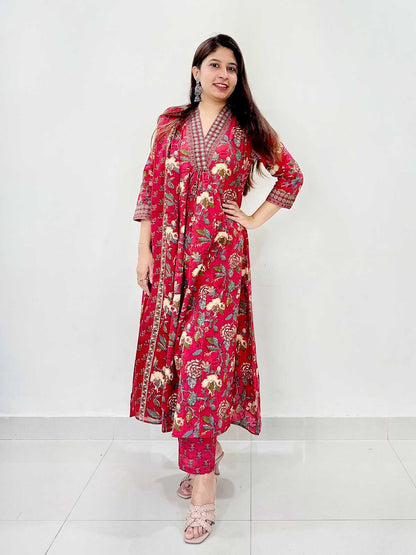 Jaipuri Blossom A-Line Suit