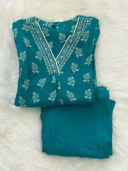 Teal Serenity Kurta Set